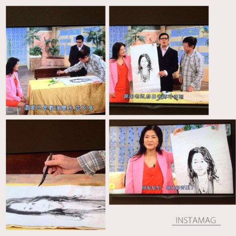香港翡翠電視台邀請王子天會長現場水墨速寫